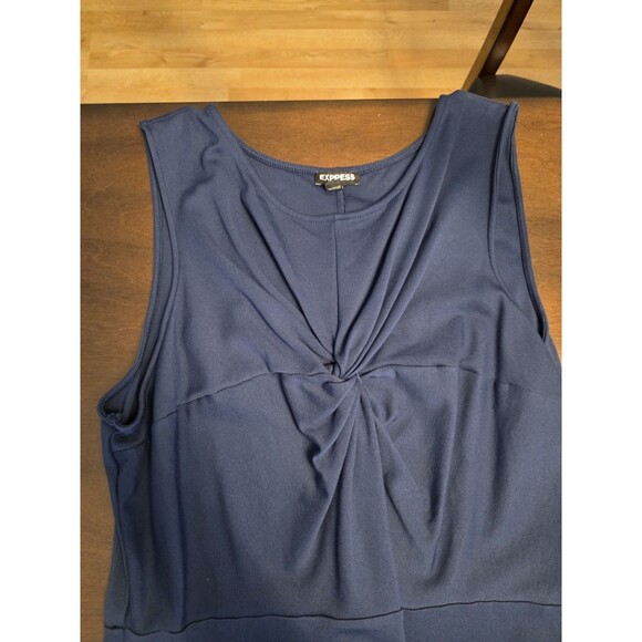 Express Womens Dress Large Blue Sleeveless Ruched Front Dress - Picture 2 of 7